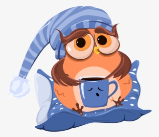 Caffeine & Anxiety - Owl With Coffee Cup Clipart, HD Png Download, Transparent PNG