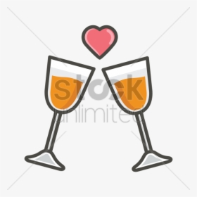 Champagne Glasses With Heart Shape Vector Image - Champagne Stemware, HD Png Download, Transparent PNG