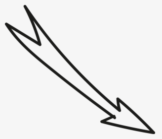 Right Down Arrow White Wedge Tail Doodle - Line Art, HD Png Download, Transparent PNG