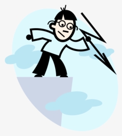 Vector Illustration Of Man Throws Lightning Bolt From, HD Png Download, Transparent PNG