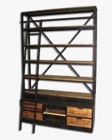 Industrial Bookshelf With Ladder, HD Png Download, Transparent PNG