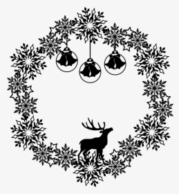 Wreath Silhouette Png -reindeer Snowflake Wreath - Reindeer, Transparent Png, Transparent PNG