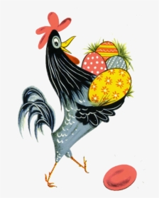 Easter Figurines Rooster Chicken Easter Bunny Happy - Dessin Coq De Paques, HD Png Download, Transparent PNG