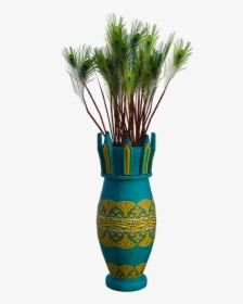 Peacock, Feathers, Vase, Blue, Yellow, Colorful - Peacock Feathers In Vase Png, Transparent Png, Transparent PNG