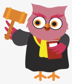 Judge Cartoon Court Law - Owl With Scales And Gavel, HD Png Download, Transparent PNG