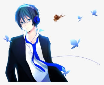 Avatars Anime Boy With Blue Hair And Glasses Hd Png Download Transparent Png Image Pngitem