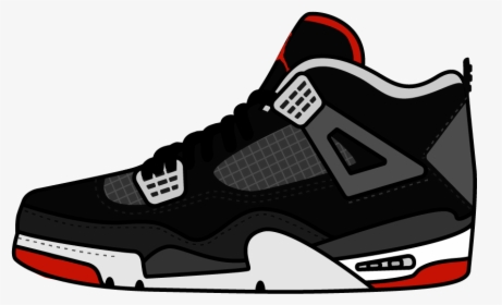 Hd Sneakers Free Unlimited - Jordan 4 Bred Drawing, HD Png Download, Transparent PNG