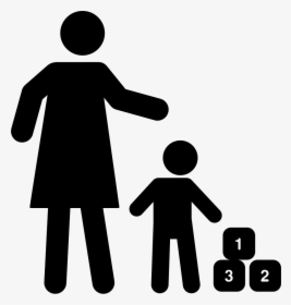 Mother And Son Playing With Cubes - Mother And Son Icon Png, Transparent Png, Transparent PNG