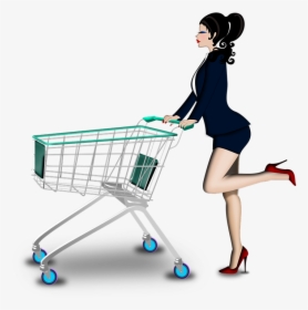 Shopping, Truck Shop, Supermarket, Truck, Metal, Woman - Girl Shopping With Trolley, HD Png Download, Transparent PNG
