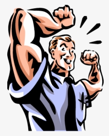 Vector Illustration Of Businessman Strongman Bodybuilder - Muscular Businessman Clipart, HD Png Download, Transparent PNG