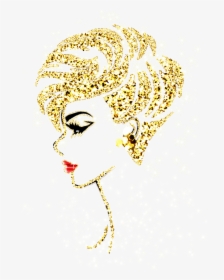 #gold #glitter #sparkle #red #lips #profile #lady #face - Golden Girl Face Png, Transparent Png, Transparent PNG
