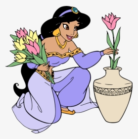 Jasmine Arranging Flowers - Princess Jasmine Coloring Pages, HD Png Download, Transparent PNG