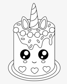 Unicorn Cake Coloring Pages , Transparent Cartoons - Cute Cake Coloring Pages, HD Png Download, Transparent PNG