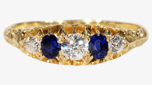 Antique Sapphire Diamond Gold Ring Hallmarked - Sapphire And Diamond Gold Ring Antique, HD Png Download, Transparent PNG