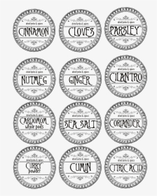 Transparent Herbs Clipart - Printable Herb And Spice Jar Labels, HD Png Download, Transparent PNG