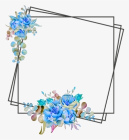 Ftestickers Frame Borders Flowers Blue Clipart , Png - Flower Frame Border Design, Transparent Png, Transparent PNG