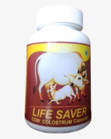 Life Saver Cow Colostrum Nutrition Capsules - Indian Cow With Calf, HD Png Download, Transparent PNG