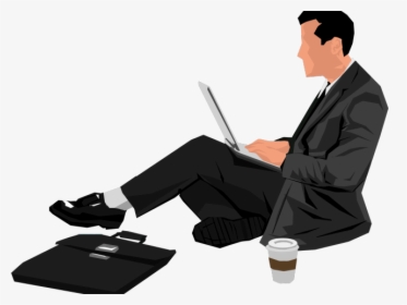 Laptop Clipart Man - Person Sitting With Laptop, HD Png Download, Transparent PNG