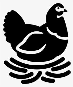 Hen Chicken Brood Svg - Black And White Chicken On Nest, HD Png Download, Transparent PNG