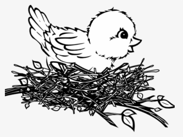 Nest Clipart Sparrow Nest - Birds Nest Clipart Black And White, HD Png Download, Transparent PNG