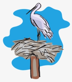 Bird Standing On Nest Svg Clip Arts - Stork Nest Clipart, HD Png Download, Transparent PNG