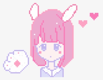 Pixel Kawaii Bunny Valentines Day Girl - Cartoon, HD Png Download, Transparent PNG