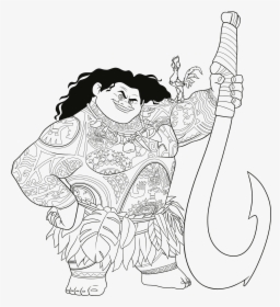 Maui Moana Colouring - Moana Clipart Black And White, HD Png Download, Transparent PNG