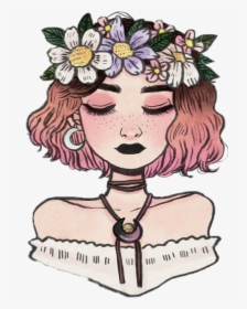 Tumblr Kawaii Pink Cute - Drawing Aesthetic Flower Crown, HD Png Download, Transparent PNG