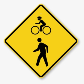 Bicycle Pedestrian Crossing Sign, HD Png Download, Transparent PNG