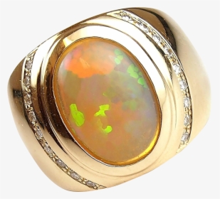77 Ctw Gents Ethiopian Welo Opal And Diamond Ring - Opal, HD Png Download, Transparent PNG
