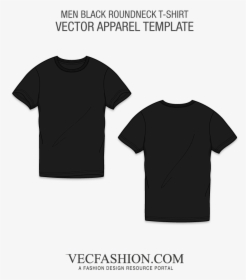 Black T Shirt Template Png - Black Round Neck T Shirt Vector, Transparent Png, Transparent PNG