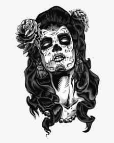 Chicano Tattoo Designs Pictures And Cliparts Download - Female Day Of The Dead Skull, HD Png Download, Transparent PNG