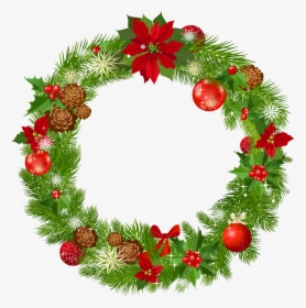 Holly Vertical Swag Wreath Clipart - Christmas Wreath Transparent Background, HD Png Download, Transparent PNG