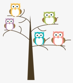 Owl On Tree Branch Clipart - Owls In A Tree Clip Art, HD Png Download, Transparent PNG