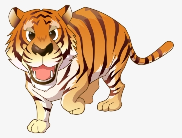 Transparent Rainforest Png - Jungle Animals Tiger Cartoon, Png Download, Transparent PNG