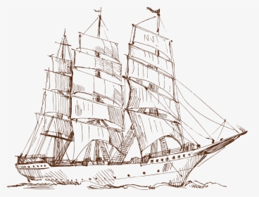 Caravel Drawing Water - Drawing Sail Ship, HD Png Download, Transparent PNG