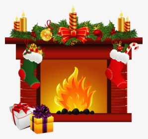 Christmas Clipart Christmas Fireplace Png - Christmas Fireplace Clipart, Transparent Png, Transparent PNG