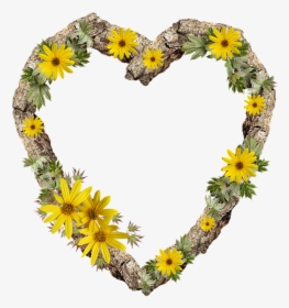 Frame, Border, Rustic, Heart, Daisy, Flower - Yellow Frame Png Heart, Transparent Png, Transparent PNG