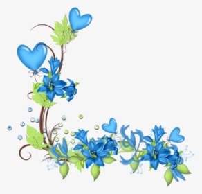 Transparent Blue Flower Border Png - Blue Flower Border Design, Png Download, Transparent PNG