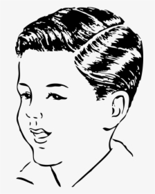 Boy, Black And White, Face, Head, Side, Shiny, Hair - Head Image Black And White, HD Png Download, Transparent PNG