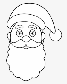 White,face,line Art,head,cartoon,black And White,fictional - Santa Claus Face, HD Png Download, Transparent PNG