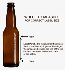 How To Measure A Beer Bottle For A Custom Label - 12 Oz Beer Bottle Dimensions, HD Png Download, Transparent PNG