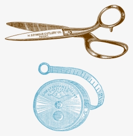 Sewing Drawing Tape Measure - Sewing Scissors Vector Png, Transparent Png, Transparent PNG
