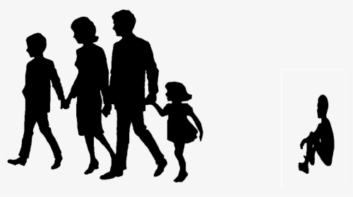 Family Clipart Transparent Png - Silhouette Family Walking Png, Png Download, Transparent PNG