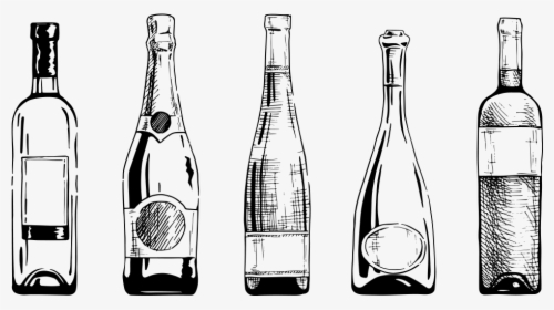 Champagne Bottle Drawings - Wine Bottle Drawing Vector, HD Png Download, Transparent PNG