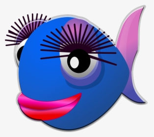Fish, Female, Stylish, Fashion, Eye-lashes, Cute, Happy - Cartoon With Big Eyelashes, HD Png Download, Transparent PNG