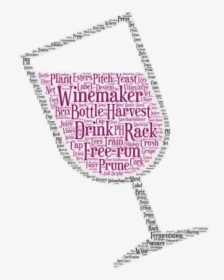 Tilted Wine Glass Silhouette Word Cloud Red Wine - Illustration, HD Png Download, Transparent PNG