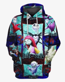 3d Jack And Sally Nightmare Before Christmas Hoodie - Nightmare Before Christ Mans Cast, HD Png Download, Transparent PNG