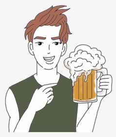 Beer Dream Dictionary - Man Drinking Beer Drawing, HD Png Download, Transparent PNG