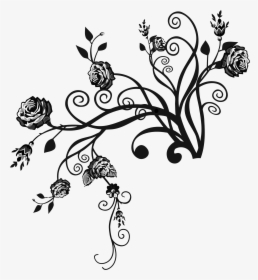 Flourish Big Image Png - Rose Floral Black And White, Transparent Png, Transparent PNG